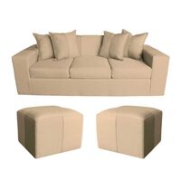 Sofá Muebles MYM Maxi 3 Cuerpos + Dos Pouf 1 Cuerpo Beige