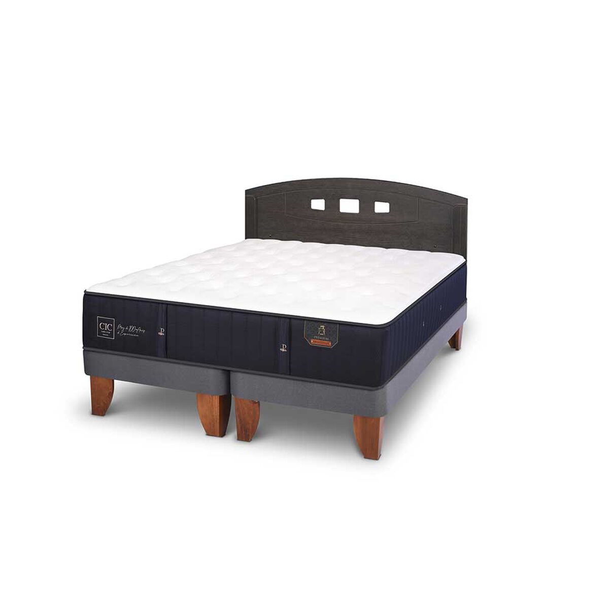Cama Europea CIC Base Dividida 2 Plazas Premium + Respaldo Gales