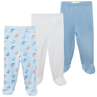 Pack 3 Ballerina de Algodón Chess Baby Blanco, Celeste