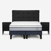 Cama Europea Rosen Base Dividida 2 Plazas Pratta + Respaldo + 2 Veladores Issey
