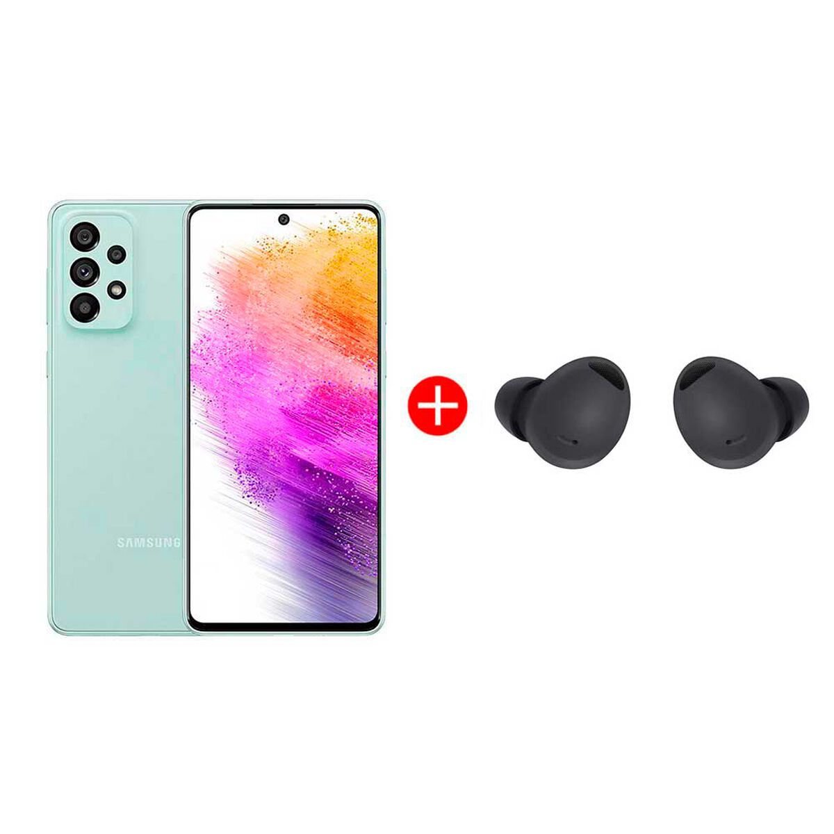 Combo Celular Samsung Galaxy A73 5G 128GB 6,7" Light Green Liberado + Audífonos Bluetooth Galaxy Buds2 Pro Graphite