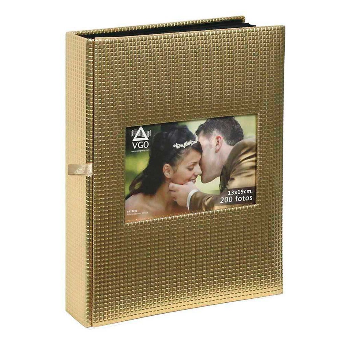 &Aacute;lbum para Fotos Cart&oacute;n Vgo Hojas Negras con Tapas Brillosas 100 FotosDorado