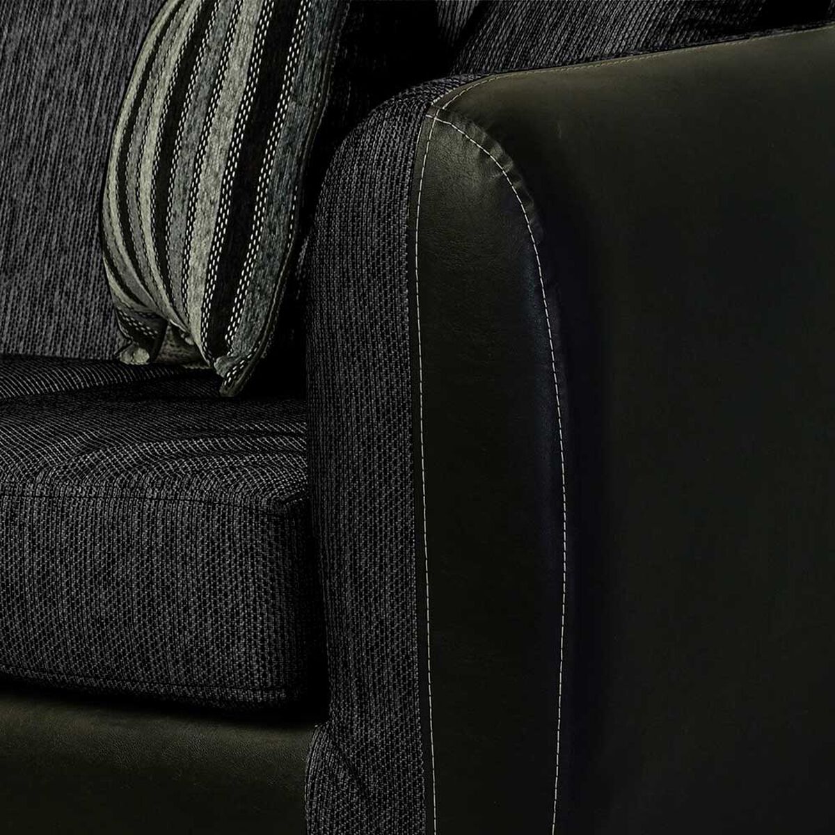Juego de Living Elegant Detail Oklahoma Sofá 3 Cuerpos + Sofá 2 Cuerpos + Sillón 1 Cuerpo Gris Oscuro