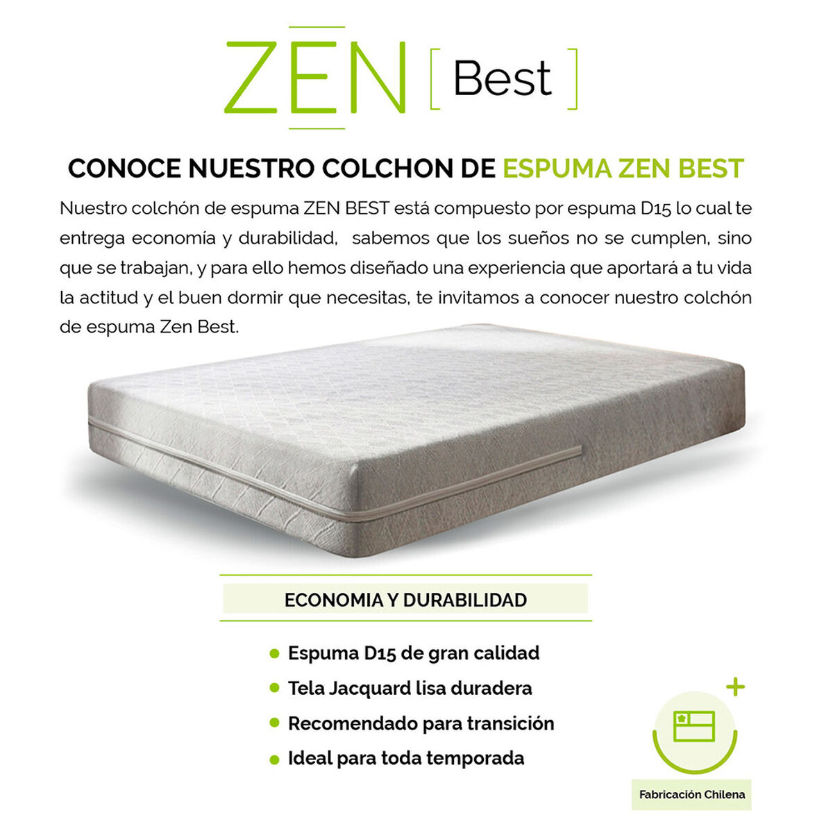 Cama Europea Latam Home 1,5 Plazas Zen Best Gris
