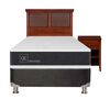 Box Spring CIC 1,5 Plazas New Ortopedic + Respaldo + Velador New Torino