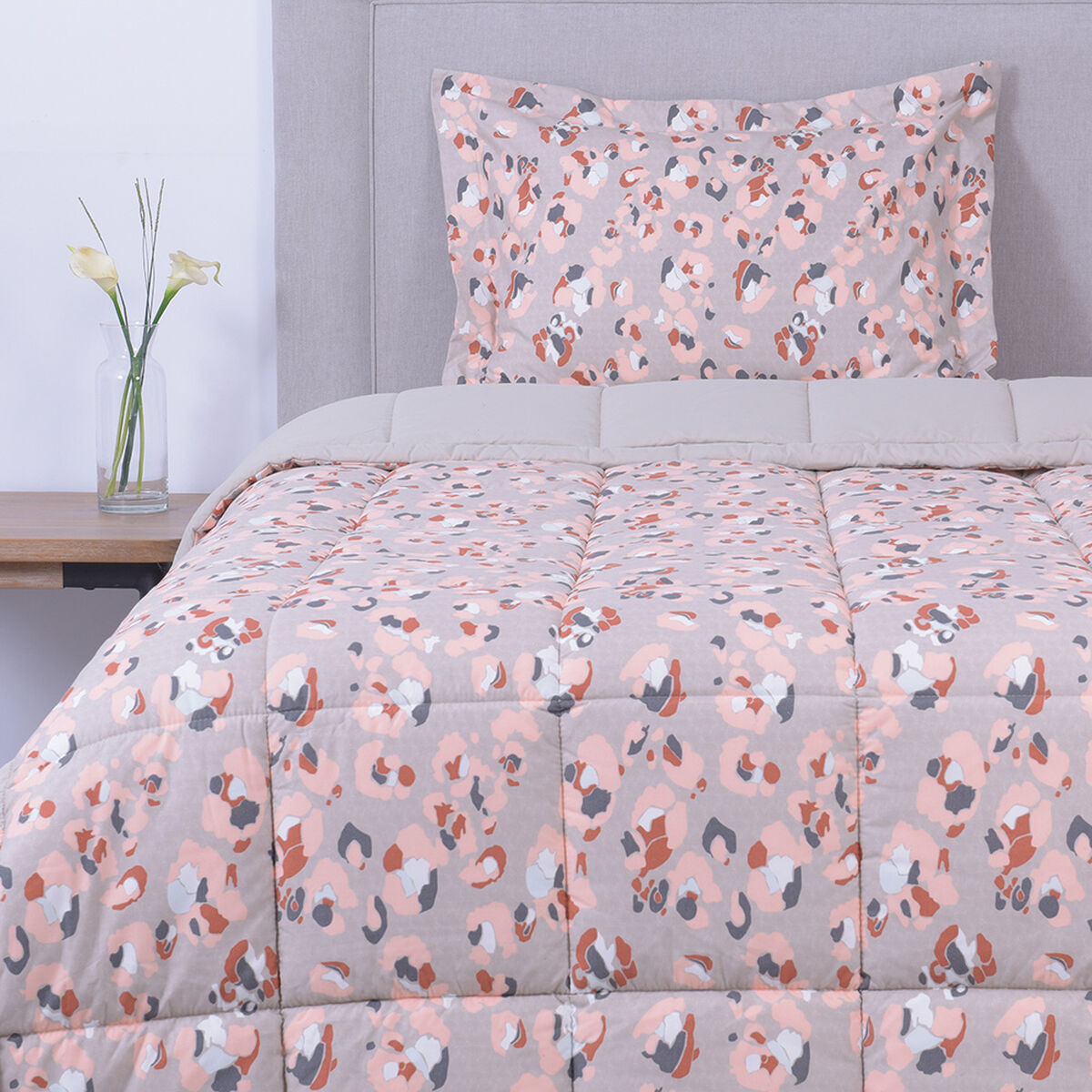 Plumón Estampado Sohome by Fabrics 1,5 Plazas Abstracto Beige