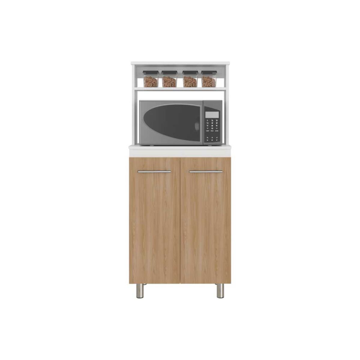Mueble De Microondas Tuhome Sedona 2 P Blanco Y Fresno Europeo