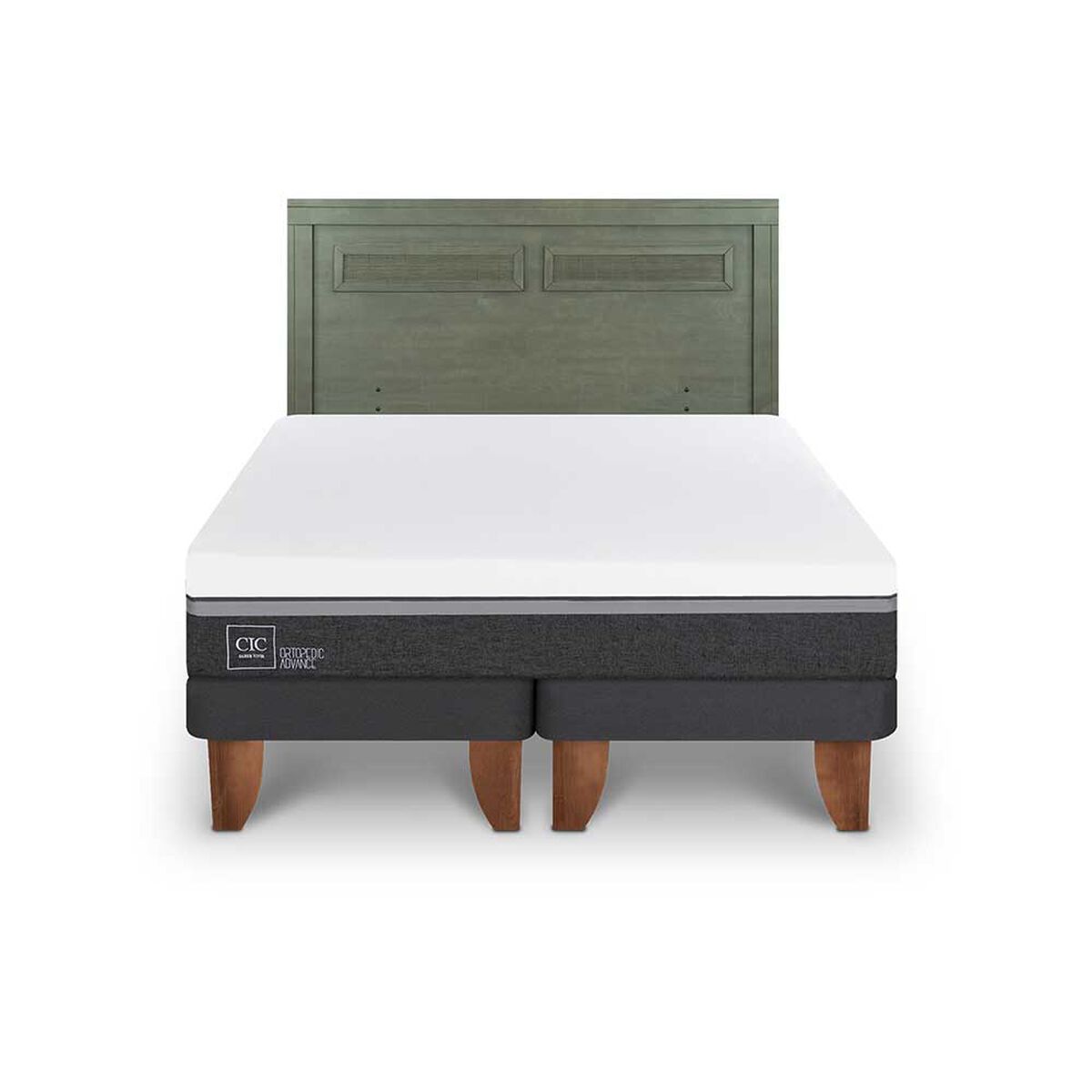 Cama Europea CIC Base Dividida King Ortopedic Advance + Respaldo Milan Olivo