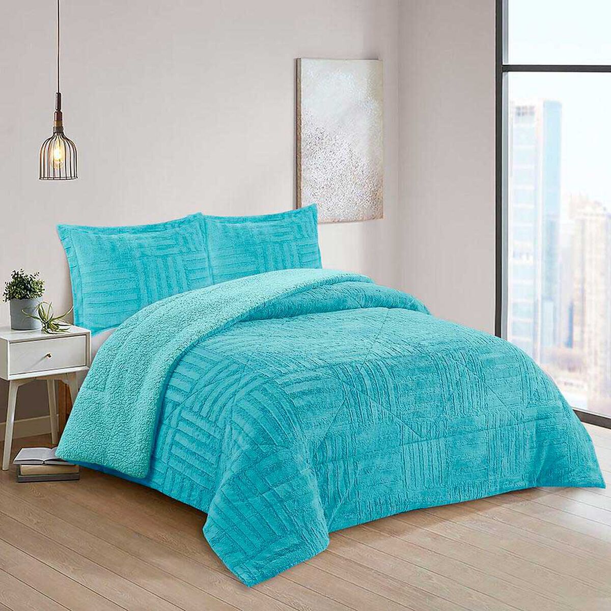 Cubrecama Doral King Turquesa Senses