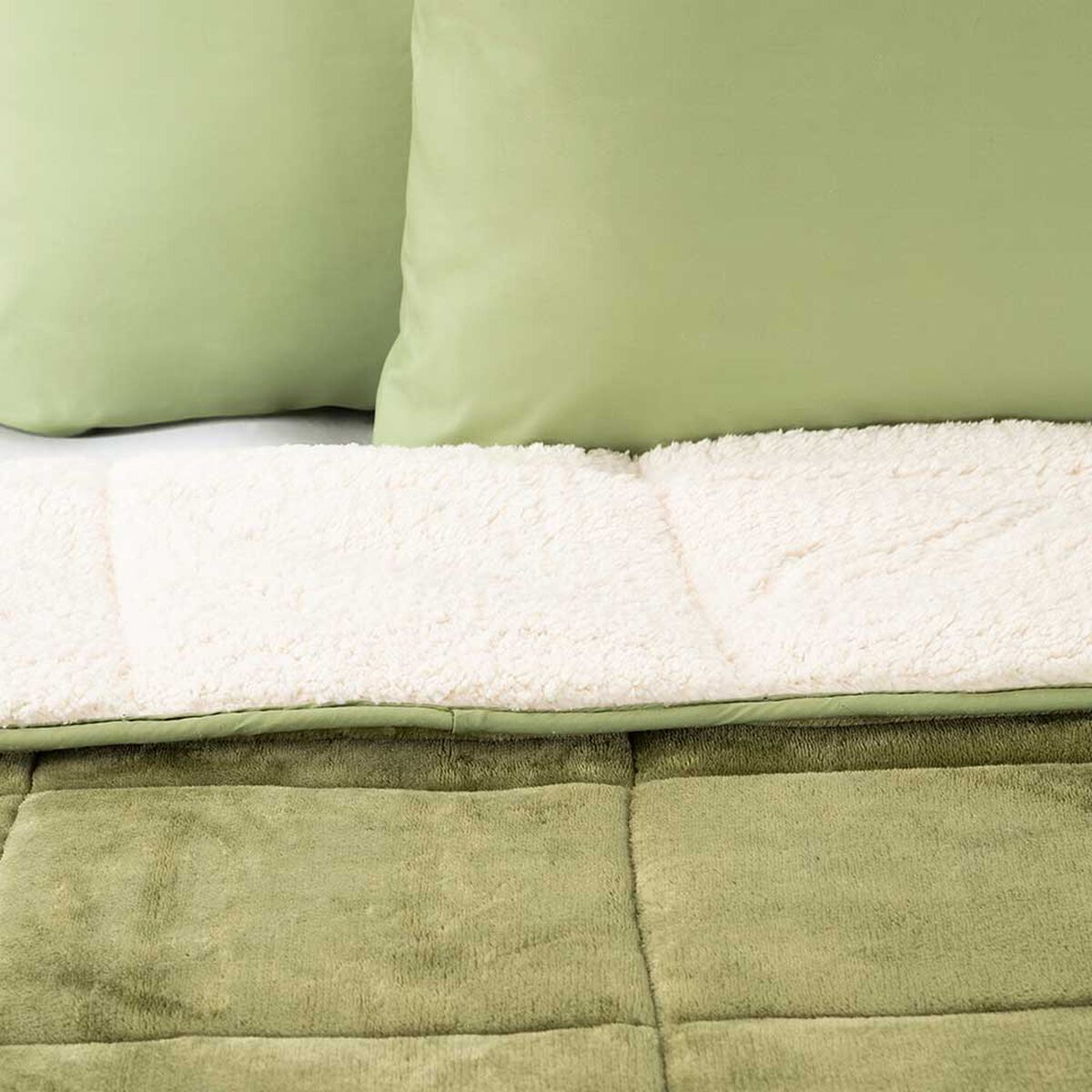 Plumón Flannel Sherpa Casanova 2 Plazas Verde