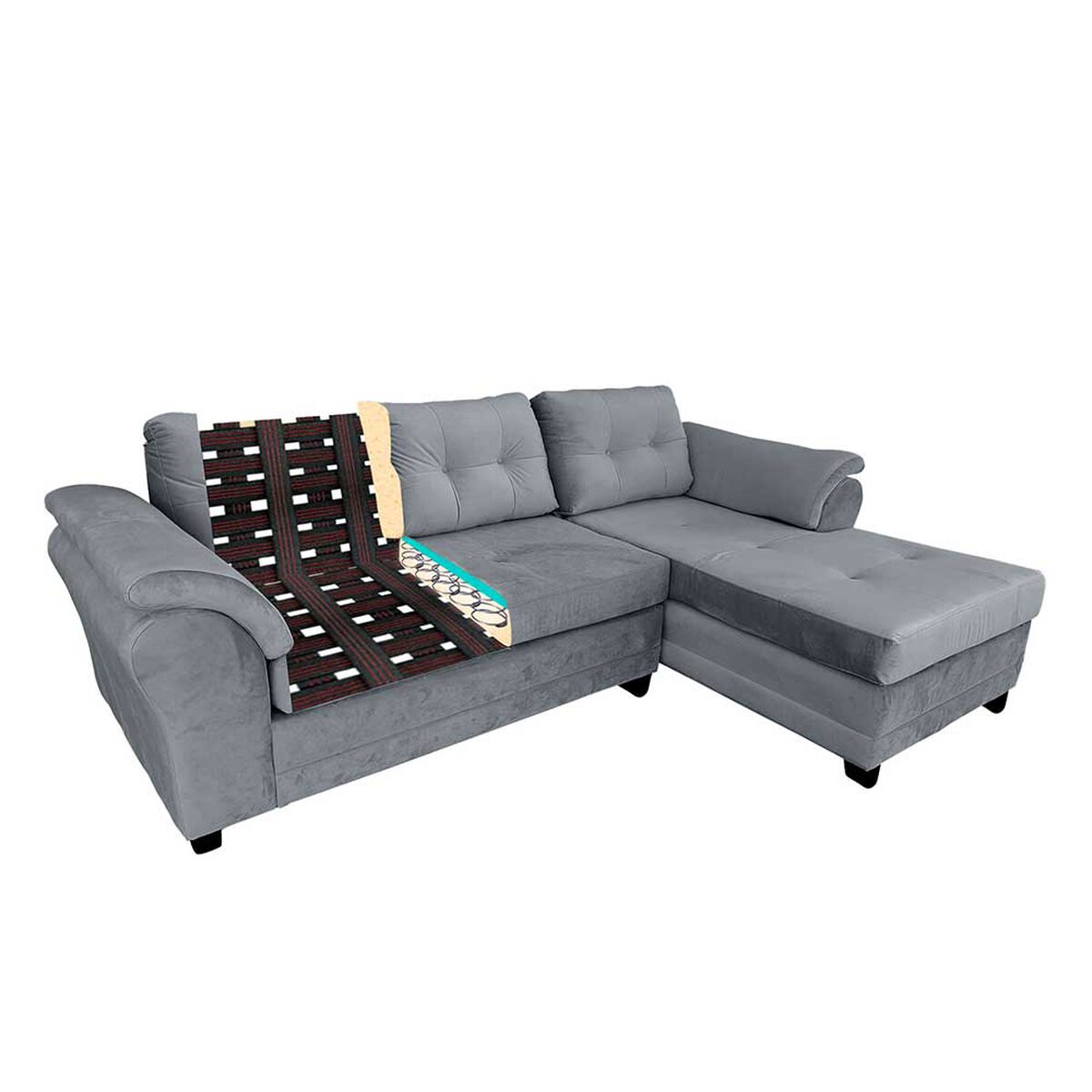 Sofá Seccional Living Factory Samy 4 Cuerpos Gris