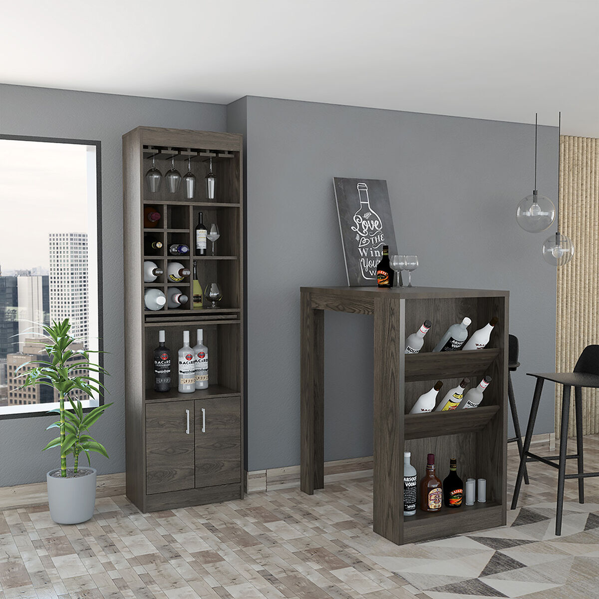 Combo Mesa de Bar + Bar TuHome Syrah