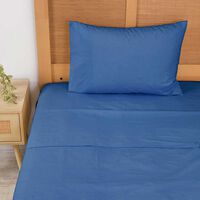 Juego de Sábanas Mashini 144 Hilos 1,5 Plazas Liso Azul