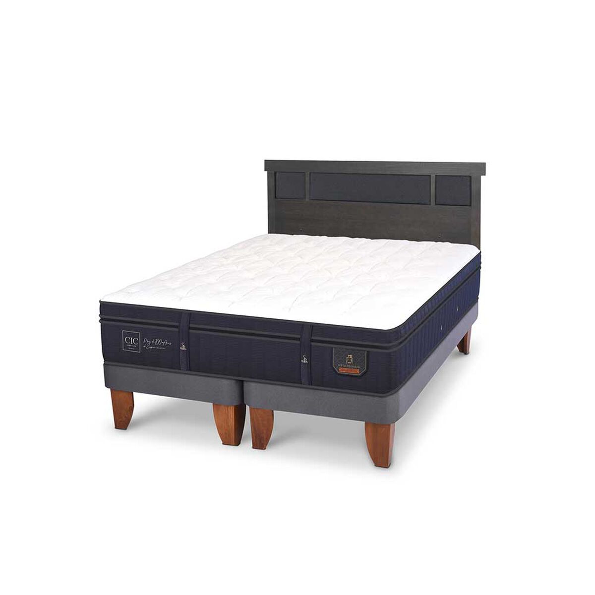 Cama Europea CIC Base Normal King S&uacute;per Premium + Respaldo Dublin