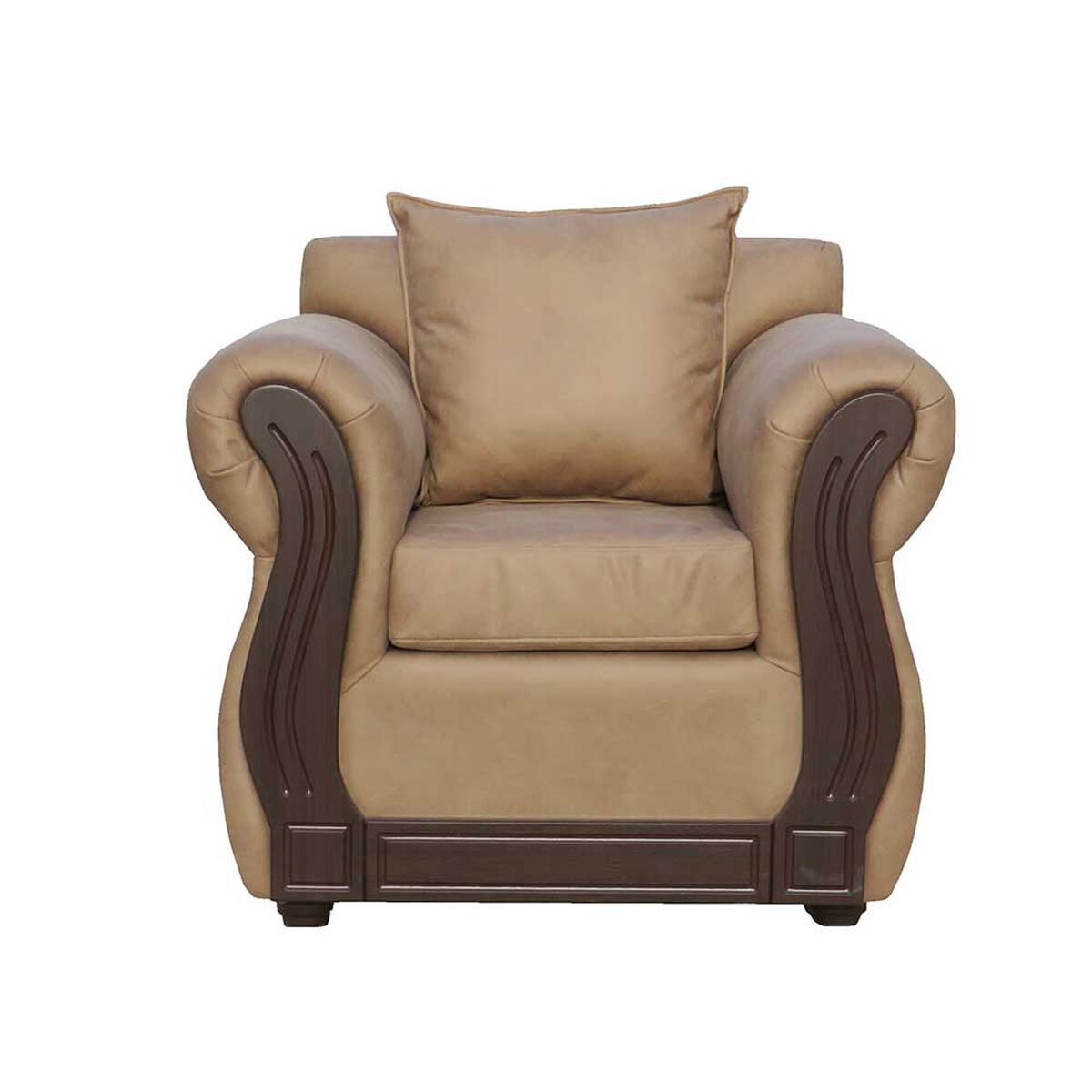 Juego de Living Almore Atenea PU Sofá 3 Cuerpos + Dos Sillones 1 Cuerpo Beige