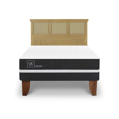 Cama Europea CIC 2 Plazas Ortopedic + Respaldo Torino Mostaza