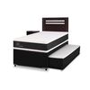 Cama Nido CIC 1,5 Plazas Superior 1 Plaza Inferior New Ortopedic Black + Respaldo + Velador New Munich