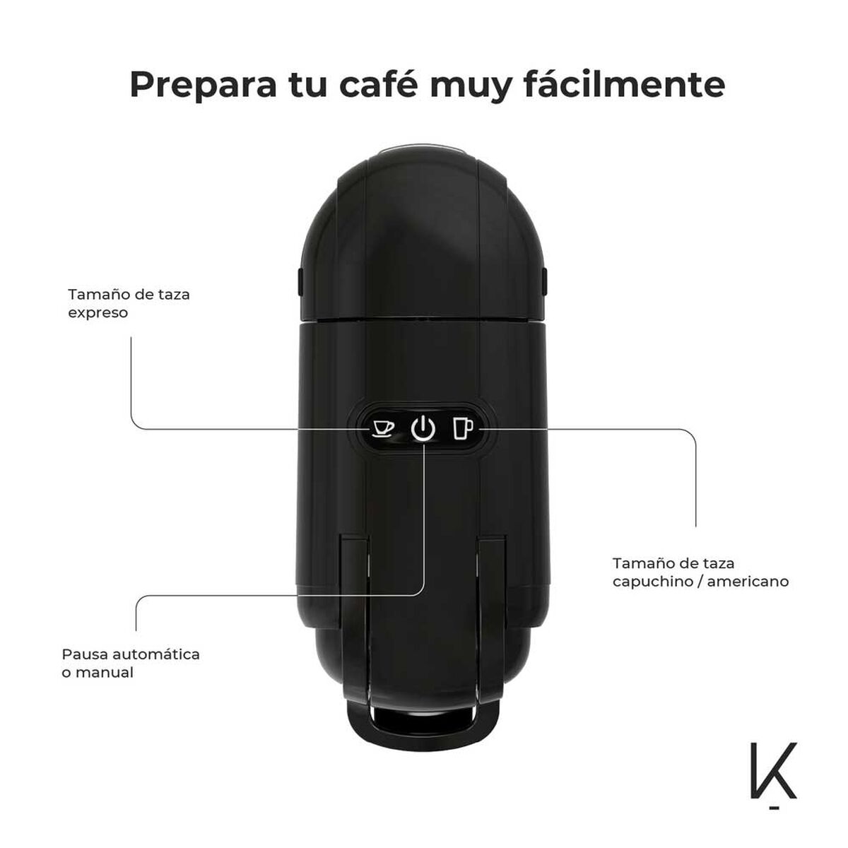 Cafetera Automática Espresso Kitchen-it Arezzo 4 en 1 600 ml.