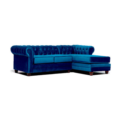 Sofá Seccional Barra Design Chesterfield Derecho 3 Cuerpos Azul