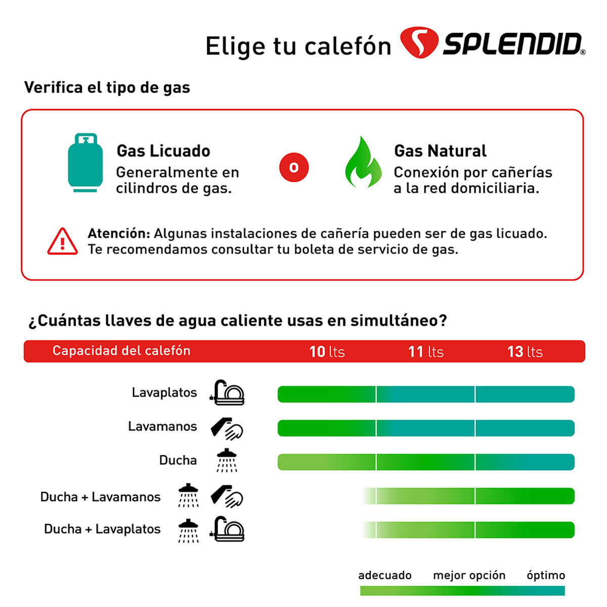 Calefont Gas Natural Splendid  Tiro Natural Ionizado 13 lts.