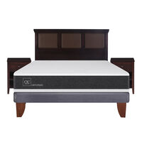 Cama Europea CIC 2 Plazas Ortopedic + Respaldo + 2 Veladores Torino Chocolate
