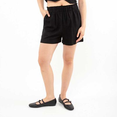 Short Lino Mujer Icono Negro