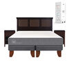Cama Europea CIC Base Dividida King Smart + Respaldo + 2 Veladores New Torino