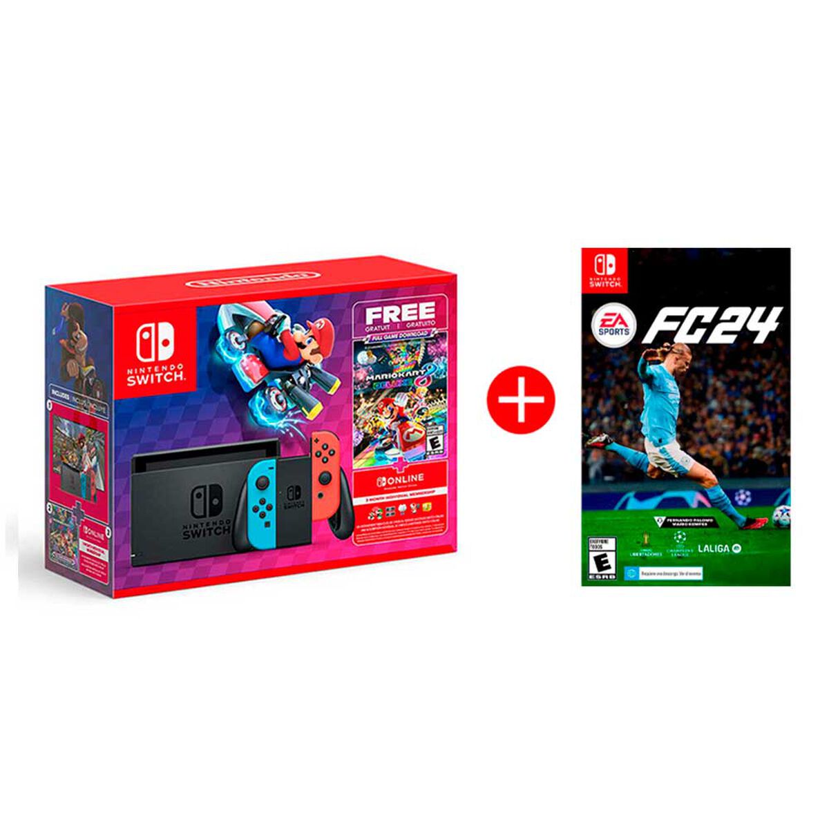 Combo Consola Nintendo Switch Neon Mario Kart 8 Deluxe Bundle + Juego EA FC 24