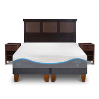 Cama Europea CIC Base Dividida 2 Plazas Alaska + Respaldo + 2 Veladores