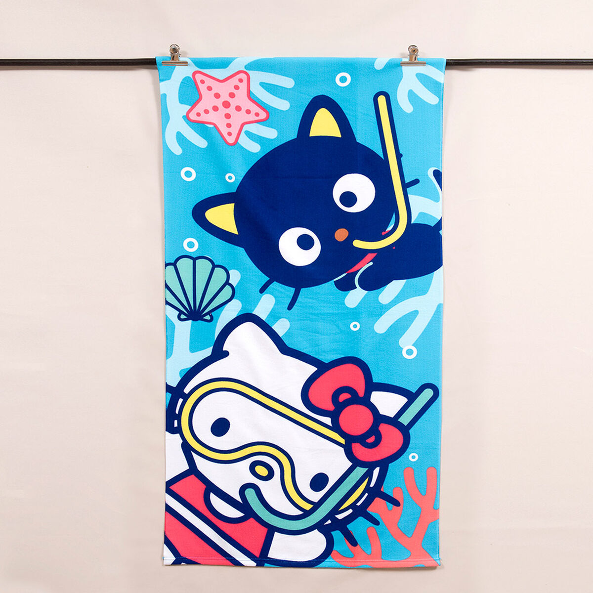 Toalla de Playa Sanrio-Hello Kitty Buceo 70x140 cm + Lentes de Agua y Bolso