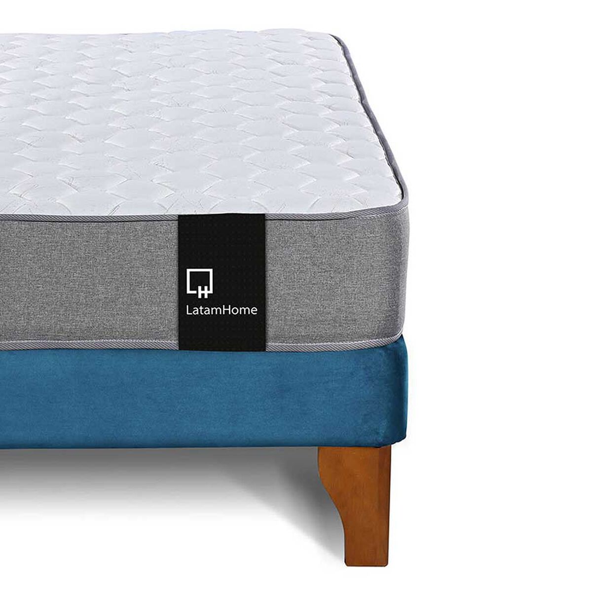 Cama Europea Latam Home Full Zen Best Tela Velvet Azul Petróleo