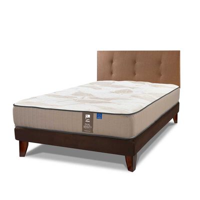 Cama Europea Flex 1,5 Plazas Dual Sensity + Respaldo Royal Café