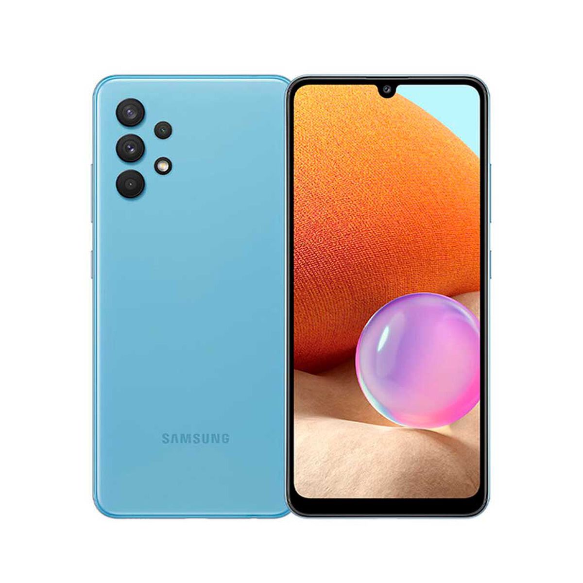 Combo Celular Samsung Galaxy A32 LTE 128GB 6,4" Awesome Blue Liberado + Cargador 15W USB Flat TA Fast Charge