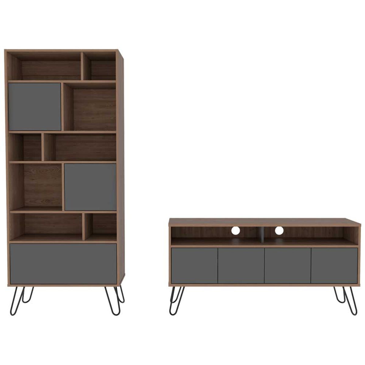 Rack TV Hasta 55" + Biblioteca TuHome Vassel