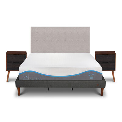 Imagen 1 del producto Cama Europea CIC King Alaska + Respaldo + 2 Veladores