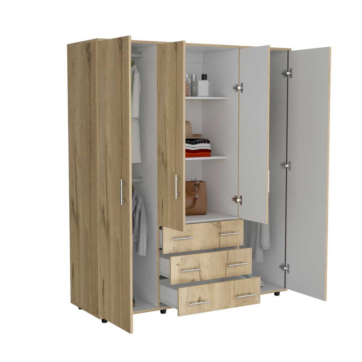 Closet Tuhome Fontan 3 Cajones 4 Puertas Duna-Blanco