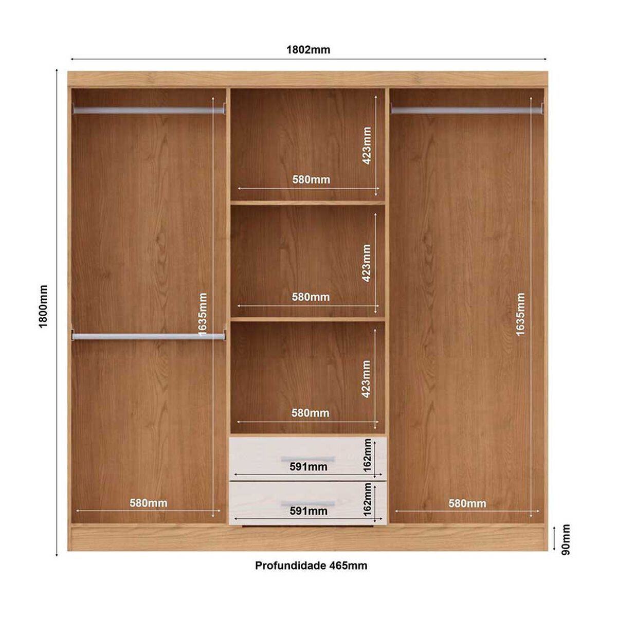 Closet Yardas Isabela 6 Puertas 2 Cajones Bicolor