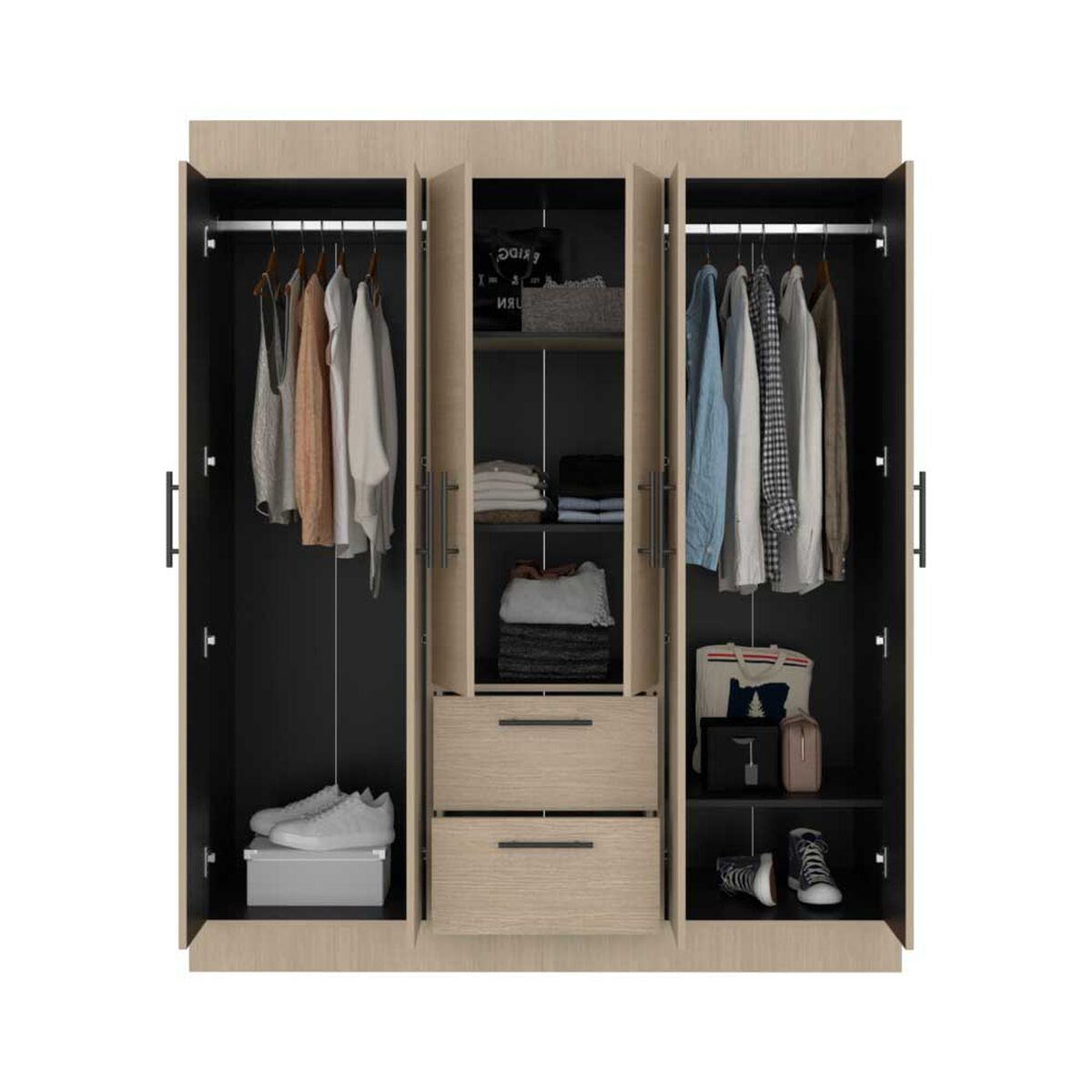 Closet Tuhome 150 VM 6 Puertas 2 Cajones Cartagena Wengue