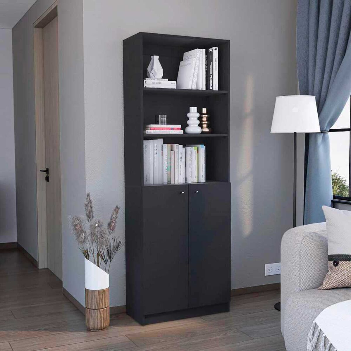 Biblioteca Recta TuHome Home E4 2 Puertas Wengue