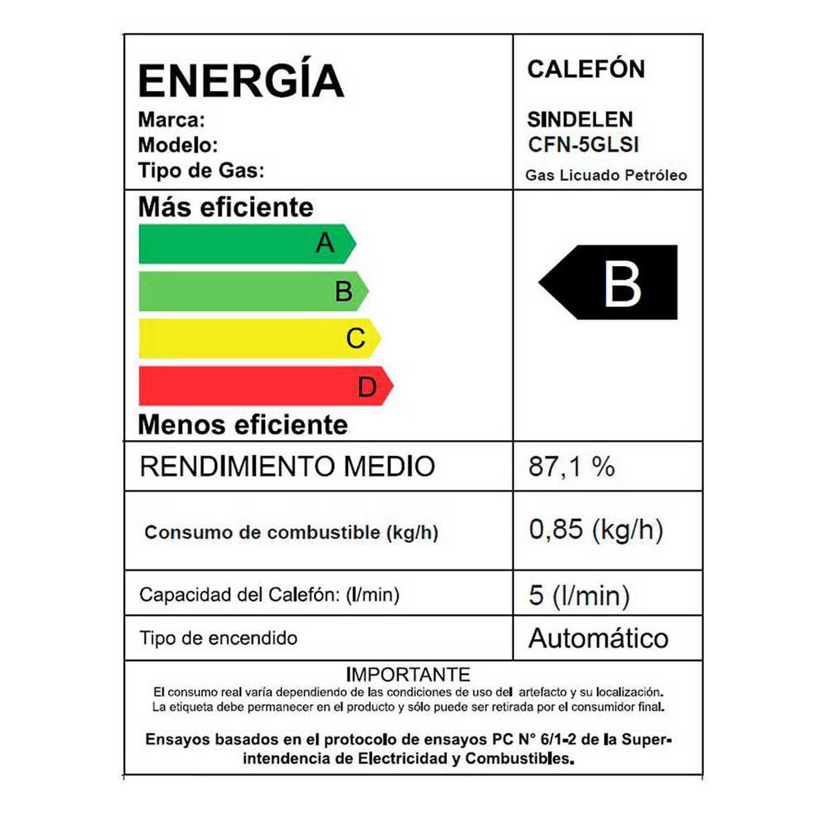 Calefont Sindelen CFN-5GLSI