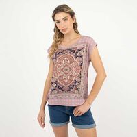 Polera Manga Corta Mujer Alma Morado, Negro
