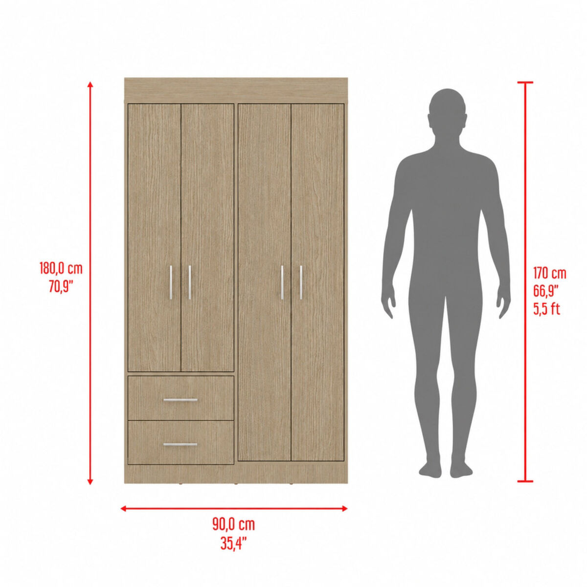 Closet Tuhome Houston 4 Puertas 2 Cajones Cartagena Wengue