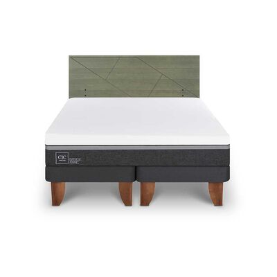 Cama Europea CIC Base Dividida 2 Plazas Ortopedic Advance + Respaldo Villarrica Olivo