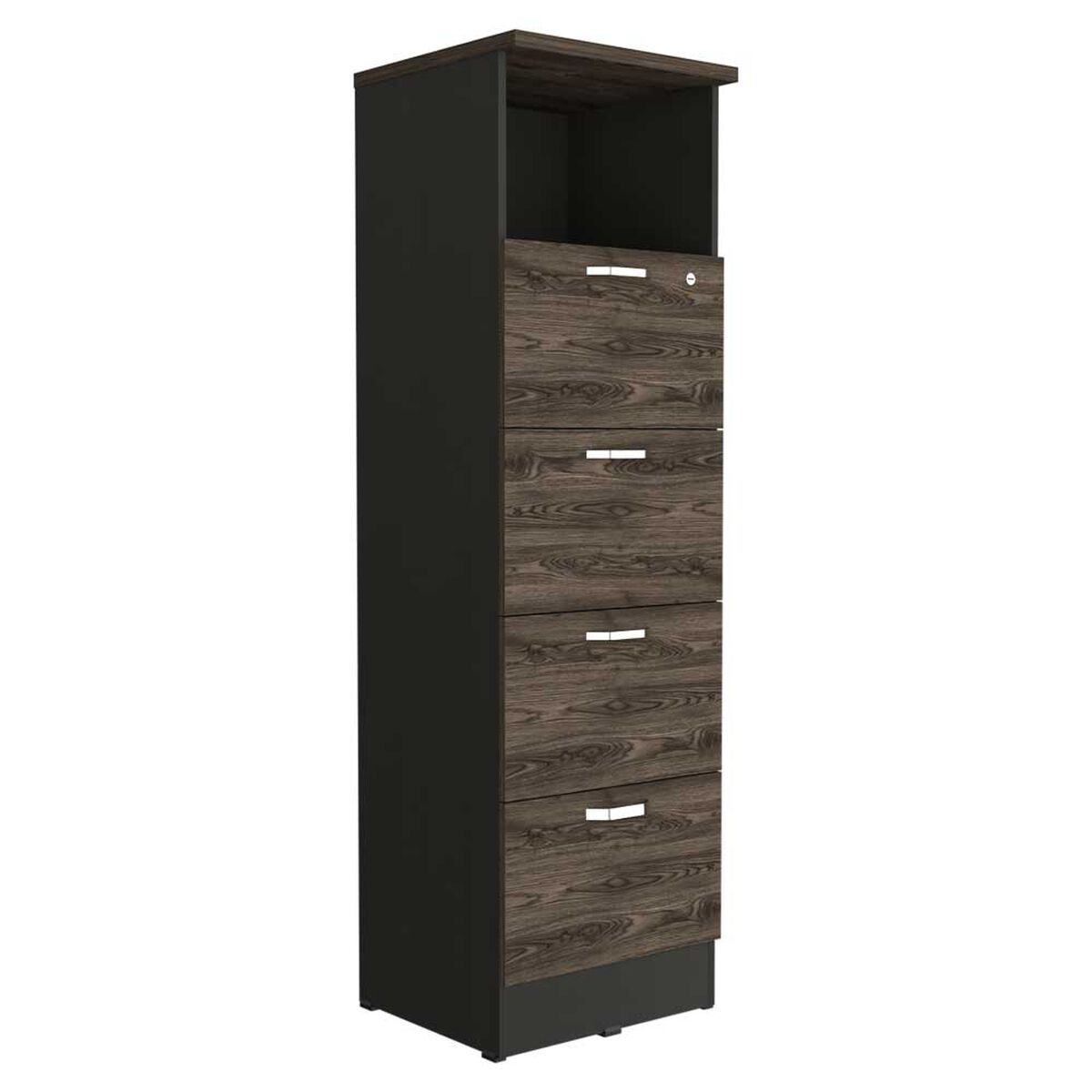 Mueble Archivador TuHome Home Office 4 Cajones Negro Soft Coñac