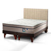 Cama Europea Flex Base Dividida 2 Plazas M&aacute;ximo Cobre  + Respaldo Tubular Beige