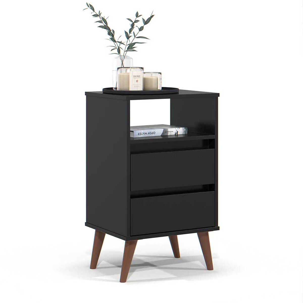 Velador Casanova Roma 2 Cajones Black