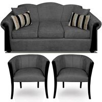 Juego de Living Elegant Michigan + Sitiales Tela 5 Cuerpos Gris