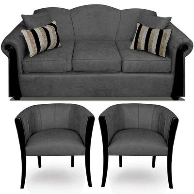 Juego de Living Elegant Michigan + Sitiales Tela 5 Cuerpos Gris