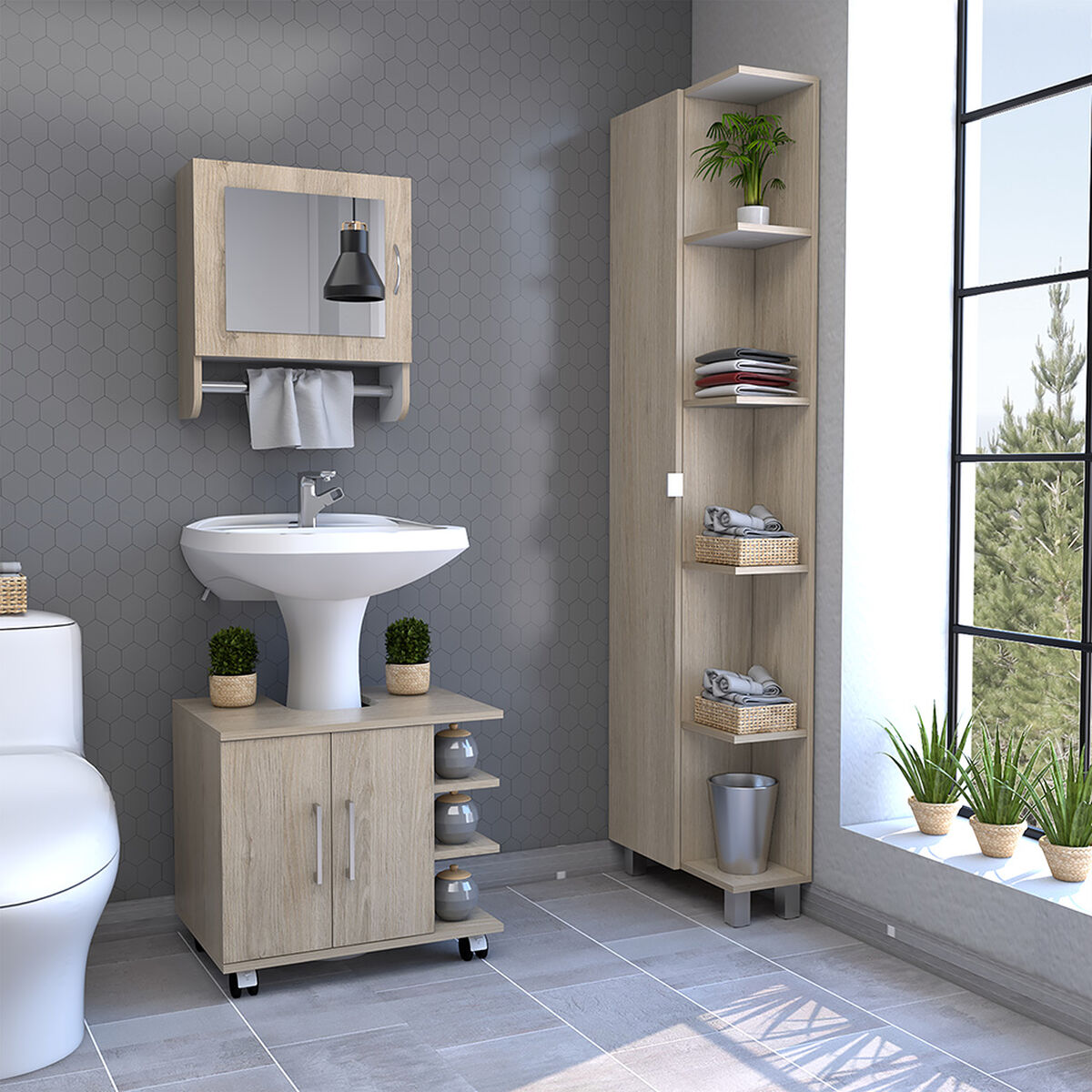 Combo Botiquín + Optimizador Lavamanos + Optimizador Baño TuHome Bath 300