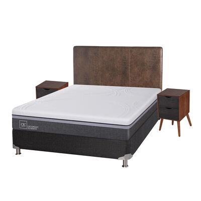Imagen 2 del producto Box Spring CIC 2 Plazas Ortopedic Advance + Respaldo + 2 Veladores Baker